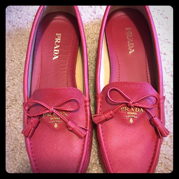 Prada Red Loafers - Picture 1 of 4